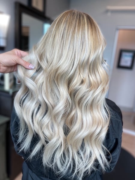Image of  Women's Hair, Hair Color, Balayage, Blonde, Highlights, Hair Length, Long, Layered, Haircuts, Beachy Waves, Hairstyles, Curly, Hair Extensions