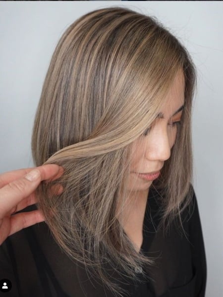Image of  Women's Hair, Color Correction, Hair Color, Shoulder Length, Hair Length, Layered, Haircuts, Straight, Hairstyles