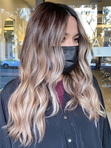 Image of  Women's Hair, Balayage, Hair Color, Color Correction, Fashion Color, Full Color, Foilayage, Ombré, Shoulder Length, Hair Length, Blunt, Haircuts, Beachy Waves, Hairstyles, Natural