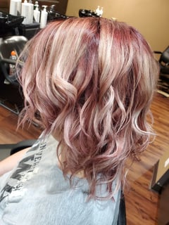 View Full Color, Women's Hair, Hair Color, Highlights, Red, Blonde, Hairstyles, Curly - Molly McDonell, Cedar Rapids, IA