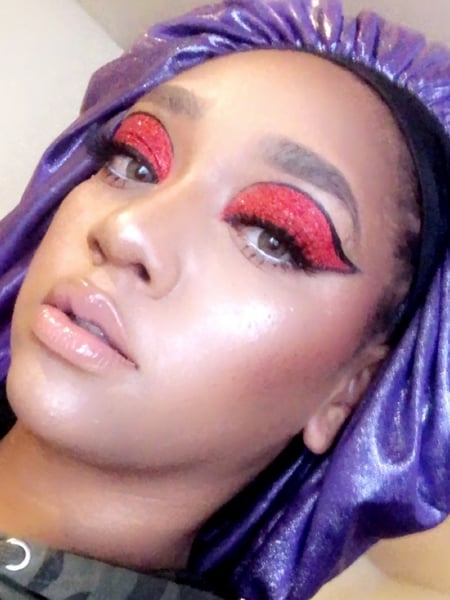 Image of  Brown, Skin Tone, Makeup, Evening, Look, Glam Makeup, Red, Colors, Glitter, Black