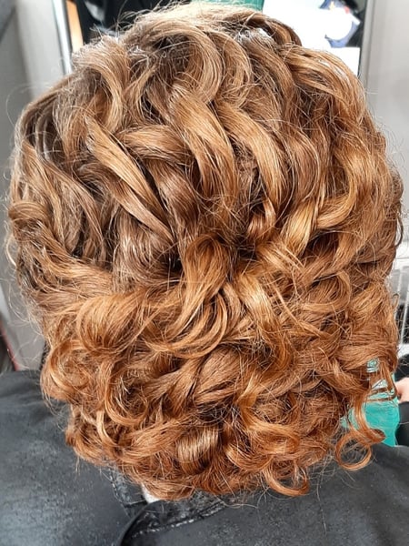 Image of  Curly, Haircuts, Women's Hair, Updo, Hairstyles, Bridal, Natural, Curly, Red, Hair Color, Hair Length, Medium Length
