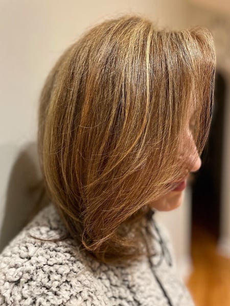 Image of  Women's Hair, Hair Color, Balayage, Black, Blonde, Brunette, Color Correction, Fashion Color, Foilayage, Full Color, Ombré, Red, Highlights, Silver, Short Ear Length, Hair Length, Pixie, Short Chin Length, Shoulder Length, Medium Length, Long, Haircuts, Bangs, Bob, Coily, Curly, Layered, Shaved, Hairstyles, Beachy Waves, Boho Chic Braid, Bridal, Curly, Protective, Straight, Updo, Permanent Hair Straightening, Keratin