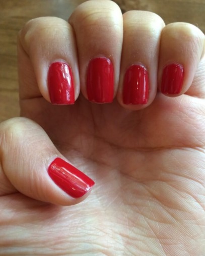 Image of  Nails, Red, Nail Color, Medium, Nail Length, Square, Nail Shape