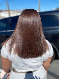 View Haircuts, Layered, Hair Length, Hair Color, Women's Hair, Permanent Hair Straightening, Silk Press, Blunt - Brittany Lynn, Woodbridge, VA