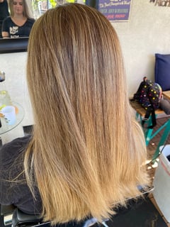View Women's Hair, Hair Color, Ombré, Highlights, Balayage, Medium Length, Hair Length, Haircuts, Blunt, Straight, Hairstyles - Lauren Cokias, Long Beach, CA