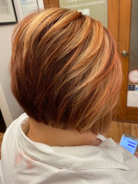 Image of  Women's Hair, Hair Color, Full Color, Highlights, Hair Length, Short Chin Length