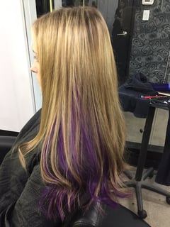 View Blonde, Hair Extensions, Hairstyles, Haircuts, Layered, Hair Length, Long, Highlights, Full Color, Fashion Color, Balayage, Hair Color, Blowout, Women's Hair - Laura (Laura) Redmond, Frisco, TX