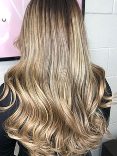 View Women's Hair, Balayage, Hair Color, Blonde, Foilayage, Long, Hair Length, Beachy Waves, Hairstyles, Hair Texture, 2A - Katherine Martinez, South Gate, CA