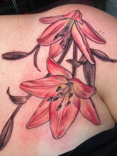 View Tattoos, Tattoo Style, Tattoo Bodypart, Tattoo Colors, Black & Grey, Neo Traditional, Realism, Shoulder, Chest , Black , Pink , Yellow  - Fronkie LHeureux, Richmond, VA