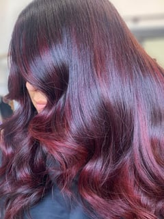 View Haircuts, Red, Fashion Color, Balayage, Hairstyles, Curly, Women's Hair, Hair Color, Layered, Hair Length, Medium Length - Nina Nears, San Diego, CA