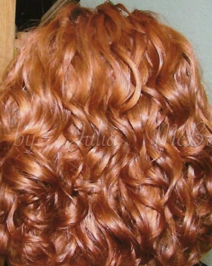 Image of  Women's Hair, Full Color, Hair Color, Red, Shoulder Length Hair, Hair Length, Curly, Haircut, Curls, Hairstyle