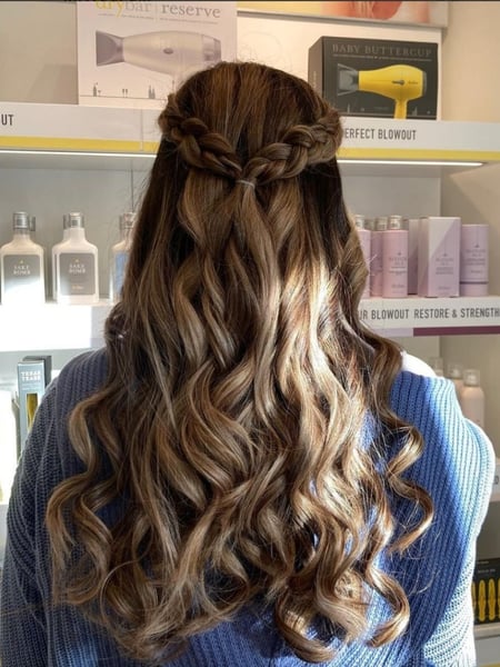 Image of  Women's Hair, Blowout, Curly, Hairstyles, Bridal, Boho Chic Braid