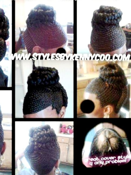 Image of  Updo, Hairstyles, Women's Hair, Bridal, Hair Extensions, Natural, Weave, Protective, Braids (African American), Wigs