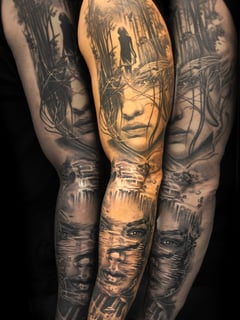 View Tattoos, Tattoo Style, Tattoo Bodypart, Black & Grey, Portrait, Realism, Arm  - József Tóth, New York, NY