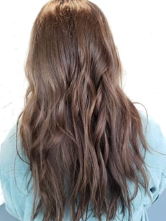 View Long Hair (Mid Back Length), Beachy Waves, Hairstyle, Haircut, Hair Length, Brunette Hair, Women's Hair, Hair Color - Melinda Faraneh, Mount Juliet, TN