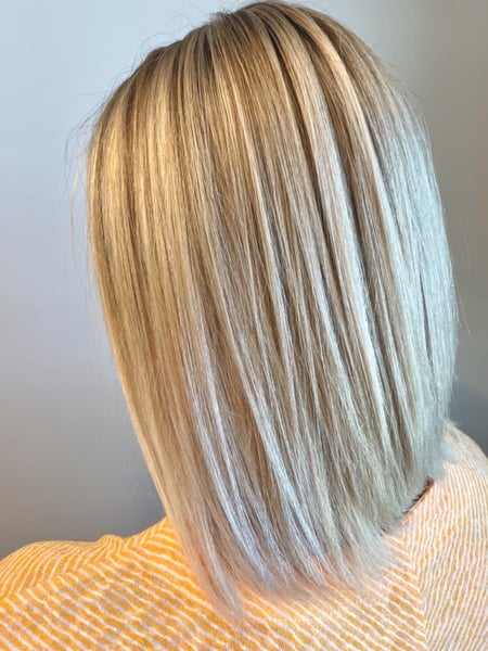 Image of  Women's Hair, Hair Color, Blonde, Color Correction, Foilayage, Highlights, Shoulder Length, Hair Length, Straight, Hairstyles