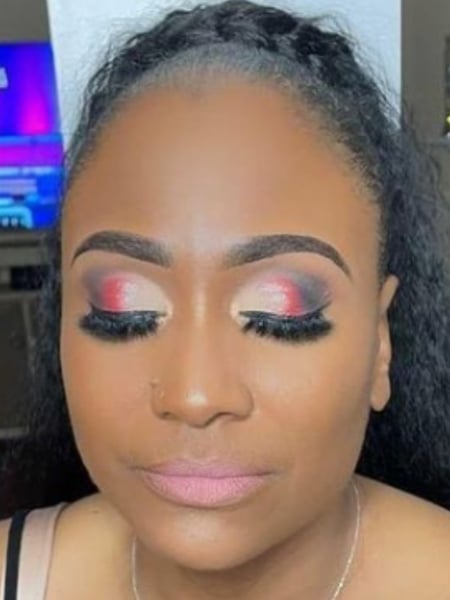 Image of  Makeup, Light Brown, Skin Tone, Evening, Look, Glam Makeup, Black, Colors, White, Red, Pink