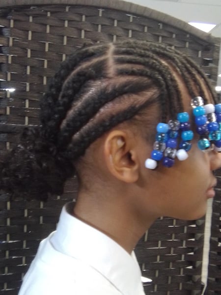 Image of  Kid's Hair, Girls, Haircut, Boys, Hairstyle, Mohawk, French Braid, Braiding (African American), Locs, Protective Styles