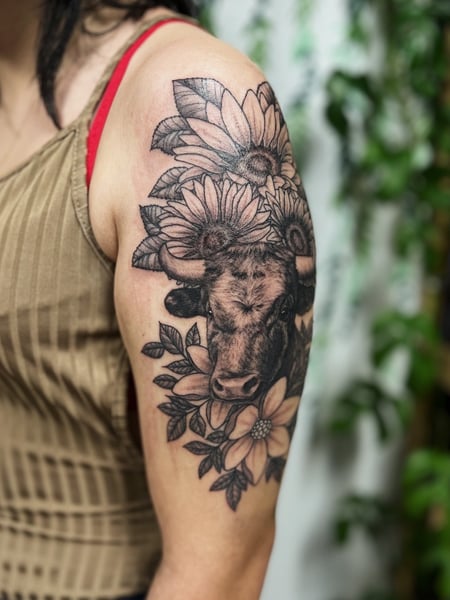 Image of  Tattoos, Tattoo Style, Tattoo Bodypart, Black & Grey, Pet & Animal, Portrait, Realism, Shoulder, Arm , Forearm , Wrist , Hand, Chest , Back, Thigh, Calf , Ankle 
