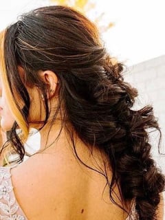 View Women's Hair, Updo, Hairstyle, Bridal Hair, Hair Length, Long Hair (Mid Back Length), Hair Color, Brunette Hair - Jessica Lopez, Las Vegas, NV