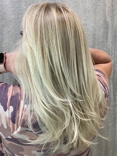 View Women's Hair, Balayage, Hair Color, Blonde, Foilayage, Highlights, Medium Length, Hair Length, Layered, Haircuts - Marcia Marcionette, New Port Richey, FL