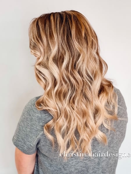 Image of  Women's Hair, Hair Color, Balayage, Blonde, Brunette, Foilayage, Color Correction, Highlights, Hair Length, Long, Medium Length, Layered, Haircuts, Beachy Waves, Hairstyles, Curly