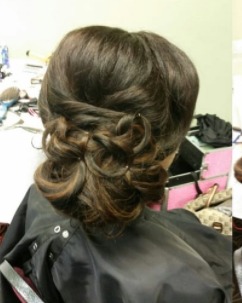 Image of  Women's Hair, Brunette, Hair Color, Medium Length, Hair Length, Bridal, Hairstyles, Updo