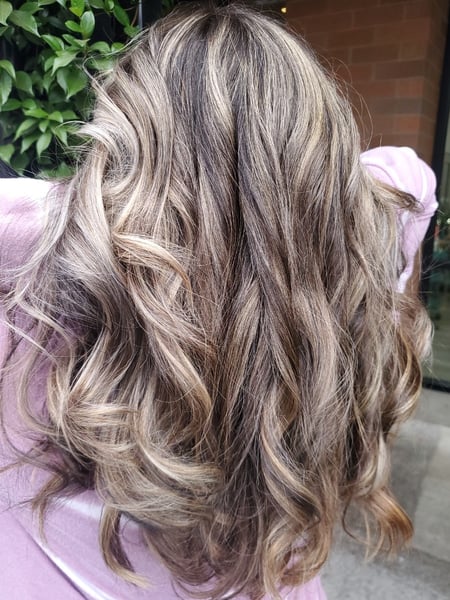 Image of  Women's Hair, Hair Color, Balayage, Blonde, Brunette, Foilayage, Hairstyles, Beachy Waves