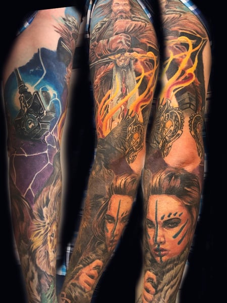 Image of  Tattoos, Tattoo Style, Tattoo Bodypart, 3D, Portrait, Realism, Arm 