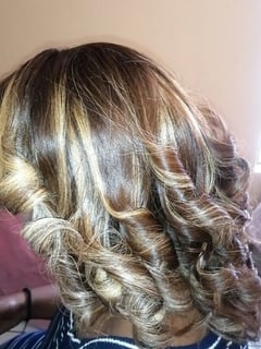 View Women's Hair, Blonde, Hair Color, Highlights, Shoulder Length, Hair Length, Curly, Hairstyles - Celine Seendore, Chatsworth, CA