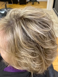 View Highlights, Hairstyles, Natural, Haircuts, Layered, Full Color, Hair Color, Blowout, Shoulder Length, Hair Length, Blonde, Women's Hair - Michelle Burell, Woodstock, GA