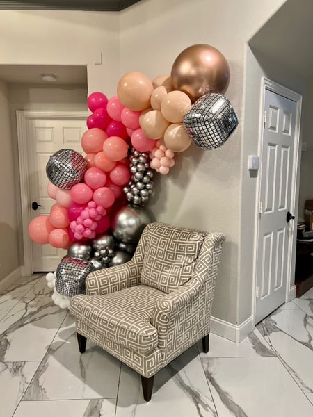 Image of  Florist, Arrangement Type, Bouquet, Occasion, Birthday, Color, Pink, Balloon Decor, Event Type, Birthday, Colors, Pink