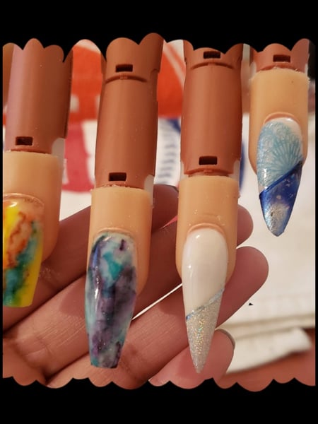 Image of  Nails, Nail Art, Acrylic, Hand Painted, Almond, Coffin, Nail Style, Nail Length, French Manicure, Nail Finish, Stiletto, Stickers, Medium, Mix-and-Match, Accent Nail, Nail Shape