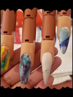 View Nails, Nail Art, Acrylic, Hand Painted, Almond, Coffin, Nail Style, Nail Length, French Manicure, Nail Finish, Stiletto, Stickers, Medium, Mix-and-Match, Accent Nail, Nail Shape - Hillary Hunter, Dallas, TX