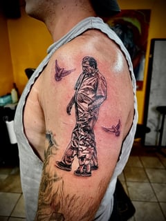 View Tattoos, Tattoo Style, 3D, Abstract, Aesthetic, Anime, Black & Grey, Blackwork, Cartoon, Fine Line, Geometric, Japanese, Line Art, Neo Traditional, Pet & Animal, Portrait, Realism, Sketch, Traditional, Trash Polka, Tribal, Watercolor, Words & Phrases  - Real INX, Las Cruces, NM