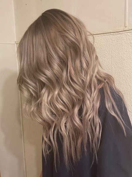 Image of  Women's Hair, Hair Color, Blowout, Blonde, Fashion Color, Highlights, Silver, Haircuts, Layered, Beachy Waves, Hairstyles, Hair Extensions