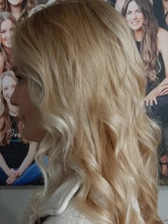 View Women's Hair, Hairstyle, Beachy Waves, Haircut, Layers, Hair Length, Long Hair (Mid Back Length), Blonde, Hair Color, Highlights - Becki Kennedy, Saint Charles, IL