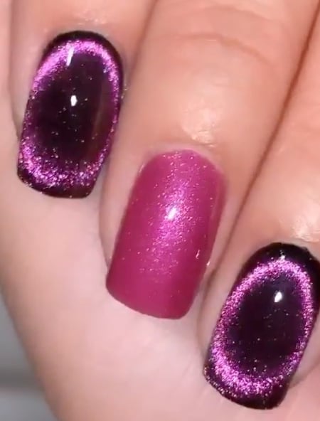 Image of  Nails, Nail Color, Glitter, Purple, Pink, Acrylic, Nail Finish, Medium, Nail Length, Square, Nail Shape