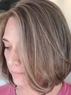 View Women's Hair, Highlights, Hair Color, Brunette, Shoulder Length, Hair Length, Layered, Haircuts, Straight, Hairstyles - Sheri Lillich, Columbia, MO