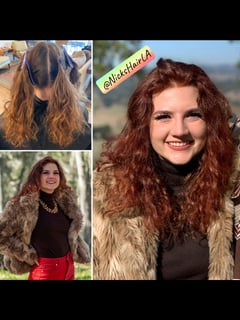 View Layered, Haircuts, Women's Hair, Curly, Natural, Hairstyles, Red, Hair Color, Full Color - Nickolas Teague, Burbank, CA