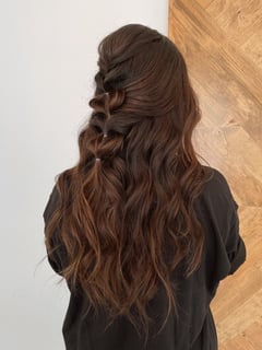 View Women's Hair, Updo, Curls, Bridal Hair, Braid (Boho Chic), Hairstyle, Beachy Waves - Naomi Serrano, San Diego, CA