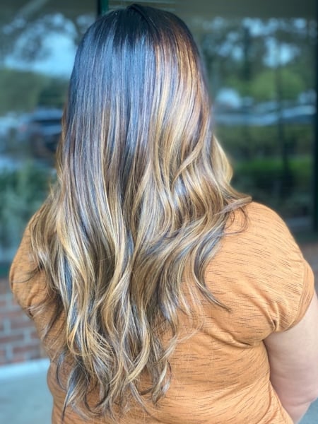 Image of  Women's Hair, Blowout, Hair Color, Balayage, Blonde, Brunette, Foilayage, Highlights, Ombré, Hair Length, Long, Layered, Haircuts, Beachy Waves, Hairstyles