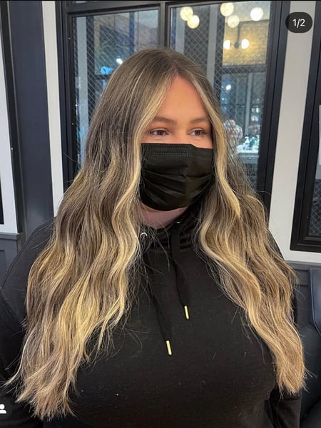Image of  Layered, Haircuts, Women's Hair, Beachy Waves, Hairstyles, Curly, Highlights, Hair Color, Balayage, Blonde, Ombré, Foilayage, Long, Hair Length