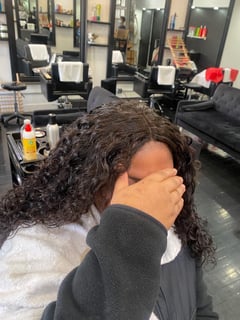 View Haircuts, Long, Hairstyles, Curly, Women's Hair, Hair Color, Makeup, Skin Tone, Hair Texture, Hair Length, Light Brown, Curly, Hair Extensions, Look, Daytime, Colors, Black, Black, Coily, Weave, Protective, 3C, 4A, Natural, Sew-In  - Brieana Carter, Bergenfield, NJ