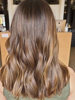 View Women's Hair, Hair Length, Long Hair (Upper Back Length), Brunette Hair, Hair Color, Balayage - Brooke , Minneapolis, MN