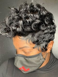 View Weave, Haircut, Curly, Hairstyle, Hair Length, Short Hair (Ear Length), Hair Color, Black, Women's Hair - Shaakira Arnold, Jonesboro, GA