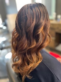 View Medium Length, Layered, Haircuts, Women's Hair, Curly, Hairstyles, Highlights, Hair Color, Full Color, Foilayage, Hair Length - Hollie Slaton, Mansfield, OH