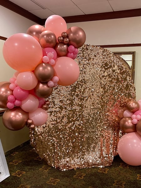 Image of  Balloon Decor, Arrangement Type, Balloon Wall, Balloon Garland, Balloon Arch, Event Type, Birthday, Baby Shower, Wedding, Graduation, Holiday, Valentine's Day, Corporate Event, Colors, Pink, Glitter, School Pride