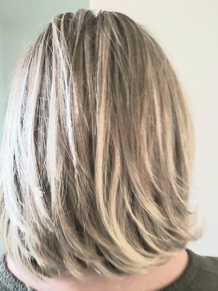 Image of  Women's Hair, Blowout, Hair Color, Foilayage, Shoulder Length, Hair Length, Layered, Haircuts